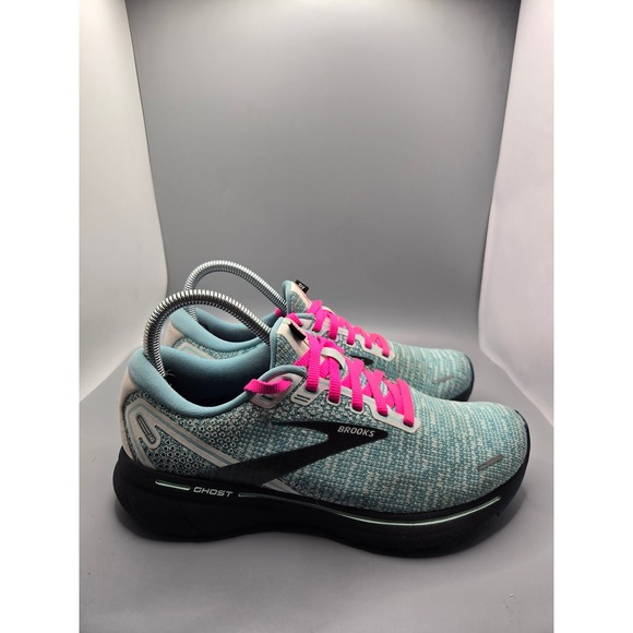 Brooks Ghost 14 Women's Running Shoes Size‎ 7 Teal Pink Running Walking Training - Picture 8 of 9